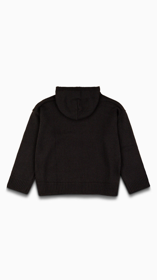 Black Hoodie Zip "Jacquard Logo"