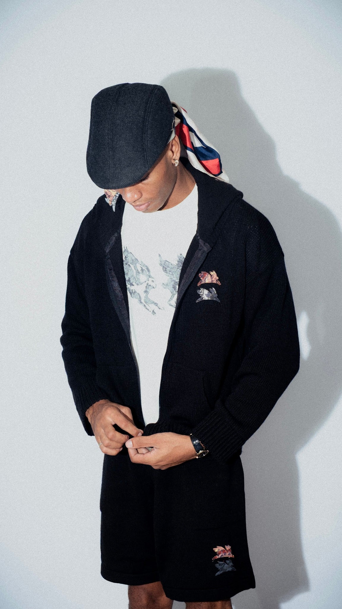 Black Shorts Tricô "Jacquard Logo"