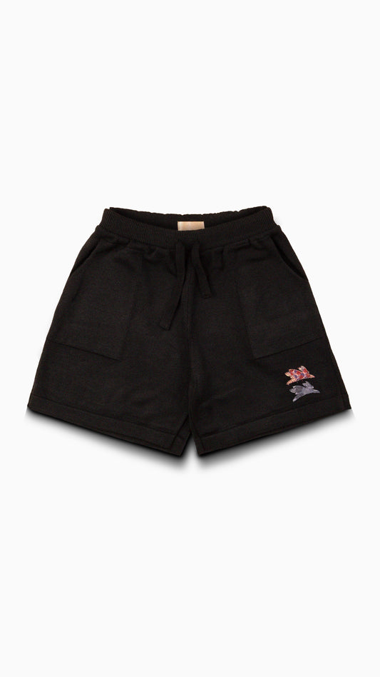 Black Shorts Tricô "Jacquard Logo"